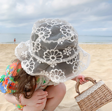 Boné de verão com renda infantil, chapéu de balde floral para meninos e meninas, chapéu de pescador estilo panamá 2024 - compre barato