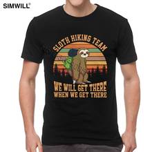 Camiseta Vintage de equipo de senderismo para hombres, camiseta divertida de perezoso, camisetas Retro de algodón, camiseta de manga corta 2024 - compra barato