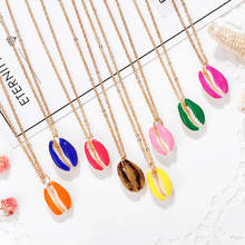 Metal Chain Bohemian Ocean Shell Pendant Necklace for Women Colorful Choker Summer Beach Sweater Long Necklace Jewelry Gift 2021 2024 - buy cheap