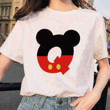 Camiseta con nombre personalizado para mujer, Camiseta con estampado de combinación de letras de Mickey Mouse, fuente A B C D E F G, camiseta de manga corta, envío directo 2024 - compra barato