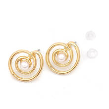 Doreen box joias requintadas da moda, joias brancas de imitação de pérola acrílica em forma de espiral vazada, brincos de liga de zinco 15*14mm,10 peças 2024 - compre barato
