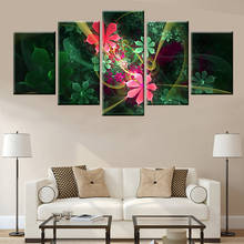 Pintura de flores hermosas en lienzo abstracto, moderno cartel de paisaje, arte de pared, sala de estar, decoración del hogar, 5 paneles 2024 - compra barato