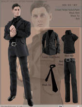 Conjunto de roupas de cavalheiro preto, escala 1/6, cc180, preto, traje listrado, 12 ", figura de ação masculina, modelo para brinquedo de coleção 2024 - compre barato
