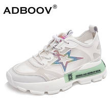 ADBOOV Genuine Leather Summer Sneakers Women Height Increasing 5 CM Chunky Fashion Casual Shoes Female 2024 - buy cheap