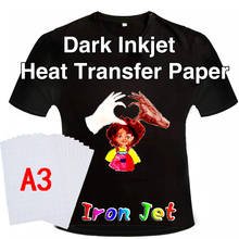 Tela de algodón de Color oscuro A3, papel de impresión por sublimación de tinta de camiseta, papel de transferencia térmica de hierro artesanal 2024 - compra barato