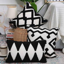 New Tufted Cushion Cover 45x45cm/30x50 Black and white Sofa Pillow Case Nordic decorative for living room Handmade Pillow Cover 2024 - buy cheap