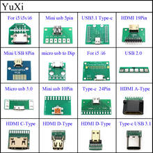 Mini adaptador Micro USB A DIP, placa de prueba PCB, 5/8/19/24pin, USB 2,0 3,0/conector hembra tipo C para iPhone 5, 5S, 6 2024 - compra barato
