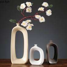 Cerâmica oval vaso ornamentos de três peças terno acessórios para casa mesa vaso hidropônico arranjo de flores decoração artesanato 2024 - compre barato