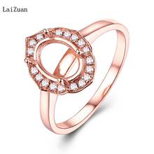 14K Rose Gold Oval 8x6mm Natural Diamond Semi Mount Fine Engagement Ladys Ring 2024 - купить недорого