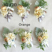 YO CHO Handmade Wrist Corsage Flower Hydrangea Rose Man Boutonniere Flower Accessories for Dresses Wedding Prom Party 2024 - buy cheap