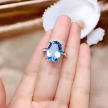 Elegant simple  round 10*14mm Natural blue topaz gem Ring Natural gemstone ring S925 silver women girl gift party fine Jewelry 2024 - buy cheap