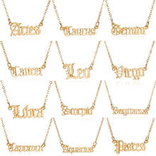 Fashion Creativity European Necklace Jewelry Girls Twelve Constellation Alloy Zodiac English Letter Alphabet Necklaces For Women 2024 - buy cheap