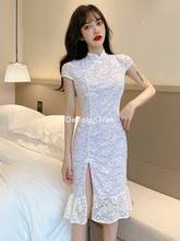 Vestido chinês tradicional de cetim cheongsam 2021, vestido chinês tradicional de seda para mulheres 2024 - compre barato