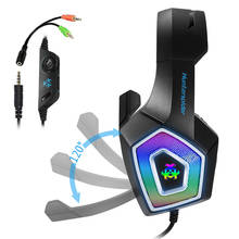 Hunterspider-auriculares estéreo V1 para videojuegos, audífonos por encima de la oreja con luz Led, Control por cable de graves profundos, con micrófono para PC, PS4, Xbox, One, novedad 2024 - compra barato