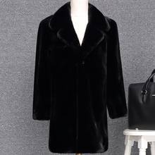 Mid-length faux mink fur leather jacket mens winter thicken warm fur leather coat men loose jackets jaqueta de couro B120 2024 - buy cheap