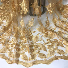 Gold French Net Lace Fabric 2021 High Quality Lace African Lace Fabric For Wedding Nigerian Tulle Lace Material Sewing AM44261 2024 - buy cheap