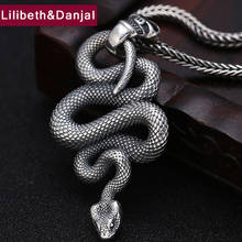 Big Skull Snake Pendant 100% Real 925 Sterling Silver Vintage Punk Rock Fashion Necklace Pendants Jewelry making P02 2024 - buy cheap