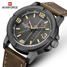 Naviforce relógio esportivo masculino, relógios de pulso militar esportivo de couro impermeável de quartzo, relógio analógico com data para homens 2024 - compre barato
