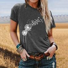 40#женские футболки Women T-Shirts Dandelion Printing Harajuku Casual O-Neck Funny T shirt For Lady Girl Plus Size Daily Top 2024 - buy cheap