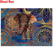 5d diy Алмазная картина полностью квадратная/круглая дрель индийская Мандала слон Алмазная вышивка крестиком Мозаика, 2024 - купить недорого