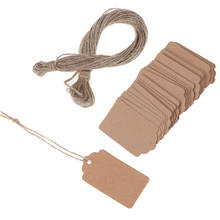 100Pcs/Lot Kraft Paper String Price Tags Blank Kraft Jewelry Price Label Gift Cards With String 20m 2024 - buy cheap