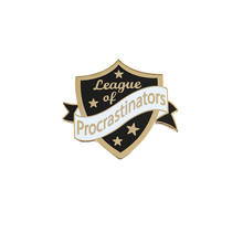 Broche de emblema da liga de procrastiners, broche de esmalte preto, decoração legal para homens 2024 - compre barato