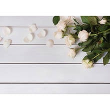 Photo Backdrop Flower Petals White Wooden Plank Vinyl Cloth Photography Backgrounds for Lovers Valentine's Day Wedding Photocall 2024 - buy cheap