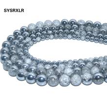 Wholesale Natural Stone Plated Silvery White Snow Cracked Crystal Beads For Jewelry Making DIY Bracelet Necklace 6 8 10 12 MM 2024 - buy cheap