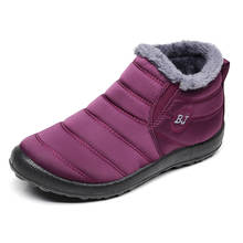 Botas de nieve de terciopelo para mujer, calzado ligero y resistente al agua, para invierno 2024 - compra barato