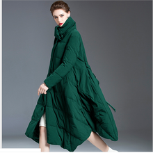 Luxo 2020 inverno das mulheres para baixo jaqueta preto longo puffer casacos quente feminino pato branco para baixo casaco de penas soltas neve outwear verde 2024 - compre barato