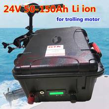 Waterproof ip67 24V 50Ah 60Ah 80Ah 100Ah 120Ah 150Ah Lithium ion battery with BMS for trolling motor solar system+10A Charger 2024 - buy cheap