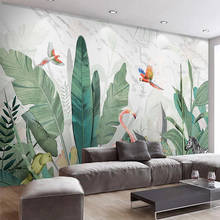 Custom 3D Photo Wallpaper Modern Tropical Rainforest Leaf Animal Flamingo Poster Wall Painting Living Room TV Background Mural 2024 - buy cheap