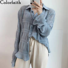 Colorfaith-Blusa de chifón transparente para primavera y verano, camisa elegante de estilo coreano para mujer, BL7070, 2021 2024 - compra barato
