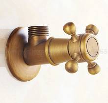 Válvula antiga de bronze para banheiro, acessório para banheiro, haste cruzada, 1/4 "x 1/4" 2024 - compre barato
