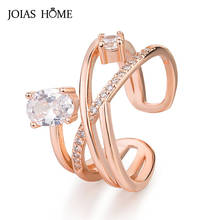 JoiasHome Trendy Silver 925 Ring for Women Fine Jewelry with Gemstones Opening adjustable Rose Gold Color Rings Anniversary Gift 2024 - купить недорого