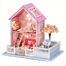 Minicasa de muñecas de madera con flores de cerezo, juguete de casa de muñecas de Totoro, Piano, regalo para amantes de la construcción, 2 estilos 2024 - compra barato