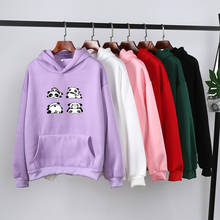Moda casal oversized algodão hoodies para as mulheres inverno anime panda impressão moletom casual kawaii com capuz streetwear sudaderas 2024 - compre barato