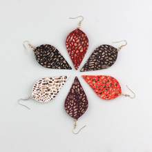 Fashion Vintage Leather Leaf Teardrop Earrings for Women Bohemian Genuine Leather Pendants Dangle Drop Earrings Jewelry 2024 - buy cheap