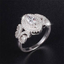 Venda quente real 925 prata esterlina anéis de casamento dedo luxo noivado marquise corte diamante anéis para mulheres jóias presente 2024 - compre barato