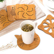 1PC Hollow Cartoon Design Coasters Mat Wooden Cup Mat Tea Coffee Placemat Home Heat Insulation Desk Mat  Kitchen Accessories 2024 - buy cheap