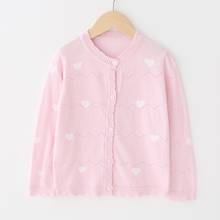 Cotton Girls Cardigan Jacket Heart Thin Summer Pink Spring Sweater Girls Coat 1 2 3 4 6 8 10 Year Old Children Clothes OKC205038 2024 - buy cheap