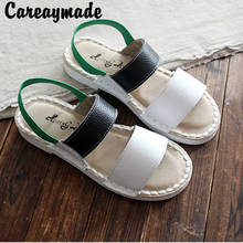 Careaymade-Genuine Leather Sandals,pure handmade shoes,the retro art mori girl Flats shoes, literature Casual shoes 2024 - buy cheap