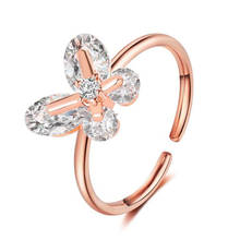 Rose Gold Color Adjustable Opening Ring For Women Girls Crystal Animal Butterfly Finger Ring Wedding Engagement Jewelry Gift 2024 - buy cheap