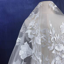 5 ярдов белое свадебное платье кружевная ткань 125 см широкая вышивка Сетка кружевная ткань DIY Свадебное платье из летней ткани 2024 - купить недорого
