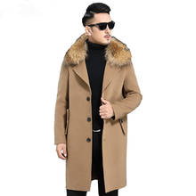 Woolen Coat Autumn Winter Jacket Men 100% Wool Coats Mens Raccoon Fur Collar Windbreaker Chaqueta JLK18AD18012 MY1369 2024 - buy cheap