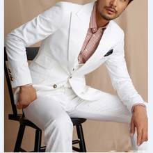 Novidade terno masculino padrinho de casamento branco lapela padrinho de noivado 3 peças (jaqueta + calça + colete + gravata) c730 2024 - compre barato