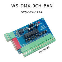 Decodificador WS-DMX-9CH-BAN DMX512 de 9 canales, controlador DMX512 RGB, 3 grupos, RGB, 9 canales, DMX512, entrada máxima de 3A para cada canal 2024 - compra barato