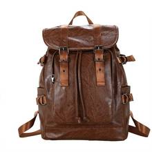 Vintage Backpack For Men and Women 2021 Pu Leather Laptop Backpacks Large Capacity School Bags Waterproof Travel Bagpack 2024 - buy cheap
