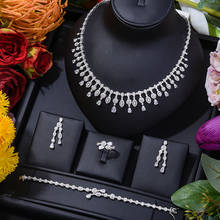Missvikki conjunto de joias de luxo com 4 peças, colar africano, brincos e anéis, moda feminina, conjunto de joias indiano 2021 para casamento 2024 - compre barato