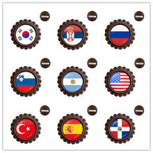 Broches de madera con cabujón de cristal y bandera nacional, joyería de Corea, Serbia, Rusia, Eslovaquia, Argentina, Estados Unidos, Turquía, España, Dominica 2024 - compra barato